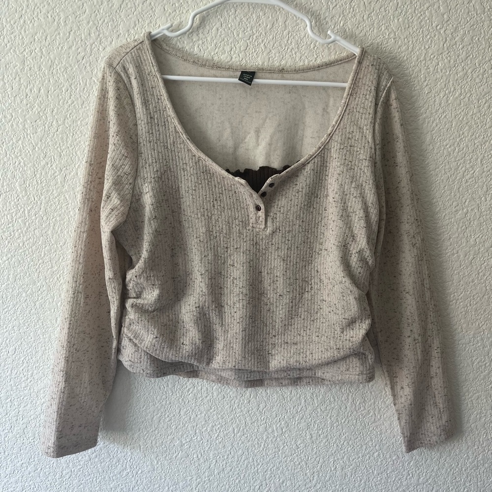 SHEIN Speckled Beige Long Sleeve Blouse, only been worn once.